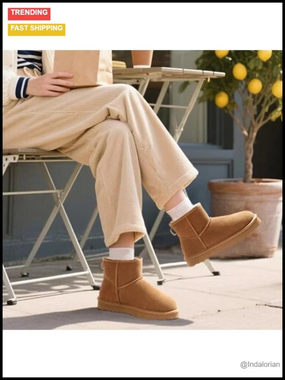 Genuine Suede Mini Boots Faux Fur Lined Ankle Snow Booties Winter Slip-On